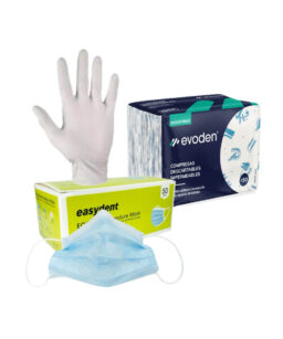 Combo  Barbijo 3 capaz + Guantes de latex + Compresas 3 capaz