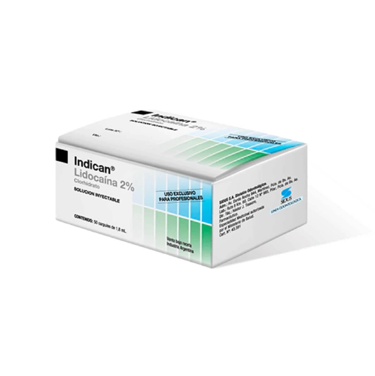 Anestesia Indican Lidocaina al 2% sin Epinefrina